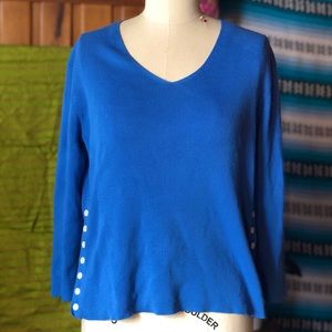 Pierre Cardin Cornflower Blue Side-button Sweater